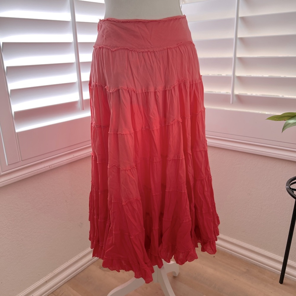 Tiered skirt.  Jasmine KC.  Size medium.  Coral orange.